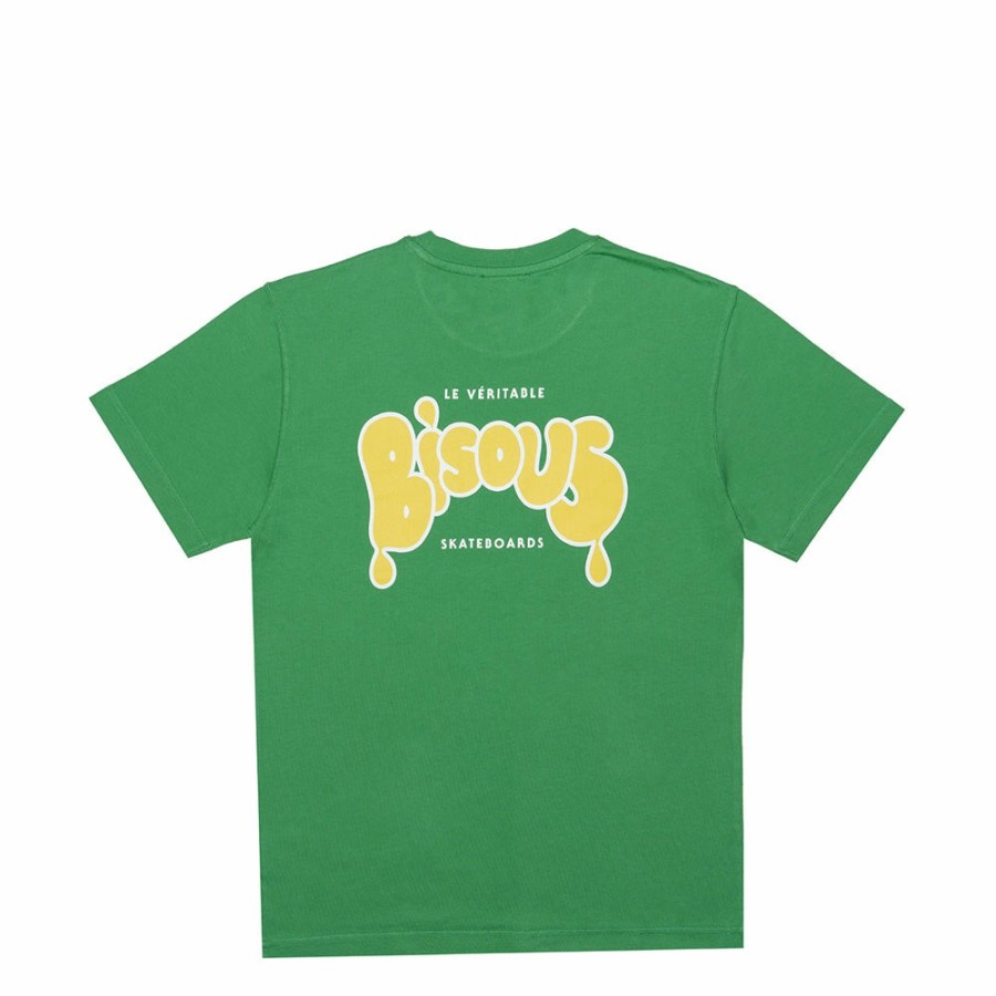 Mode Homme Bisous Skateboard T-Shirts | Bisous Skateboard - T-Shirt Ss Veritable - Vert