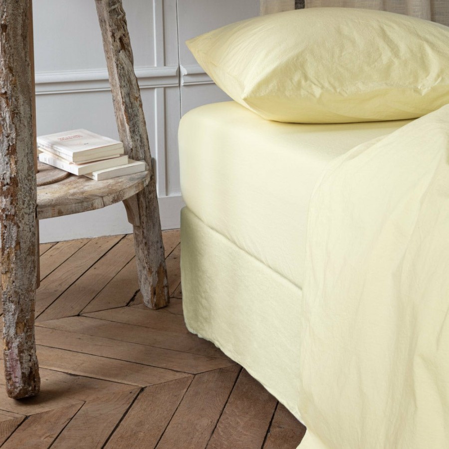 Linge De Maison 1700 COTEX Draps Housse | Drap-Housse En Coton Percale - Jaune Yuzu