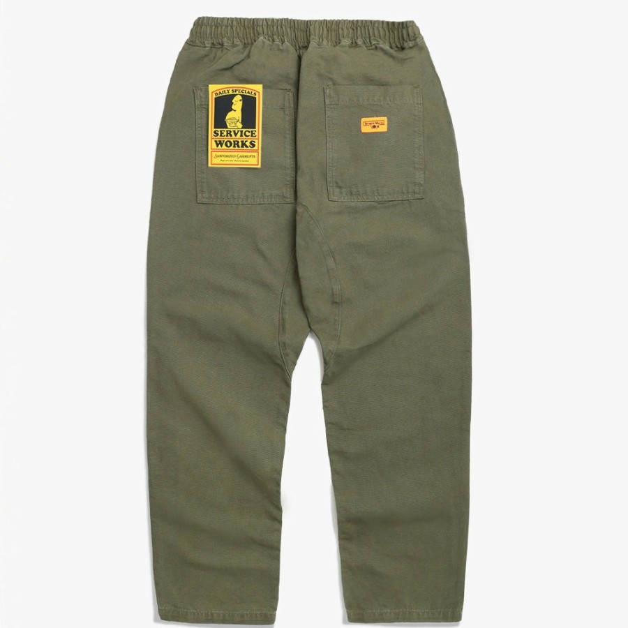 Mode Homme Service Works Pantalons | Service Works - Pantalon Chef Canvas - Vert