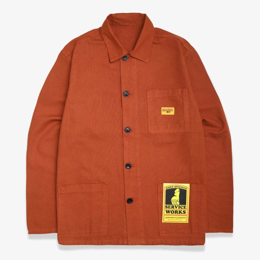 Mode Homme Service Works Vestes | Service Works - Veste Coverall Canvas - Rouge