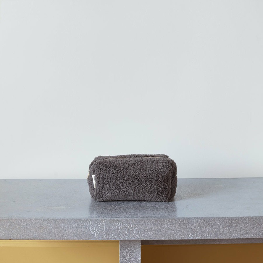 Beaute 1030 STUDIO NOOS Trousses De Toilette | Pochette Teddy - Gris Fonce - Studio Noos