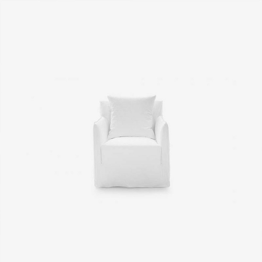 Meubles 202 GERVASONI | Gervasoni - Fauteuil Ghost N°04 - Lin Blanc