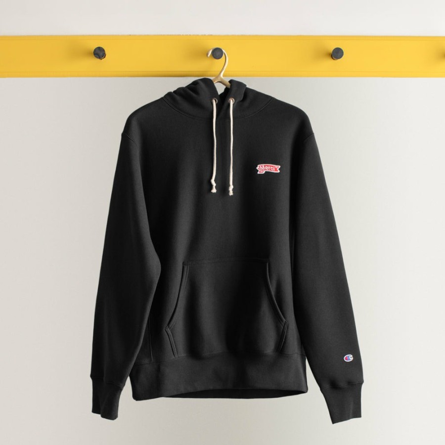 Mode Homme Champion Sweats | Merci X Champion - Sweat A Capuche Merci - Noir