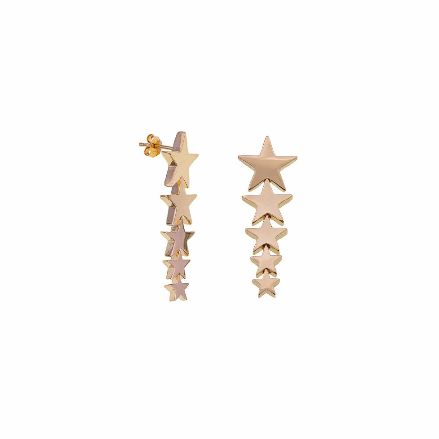 Mode Femme LUJ Luj | Luj - Boucles D'Oreille Etoiles Filantes Greta - Dore