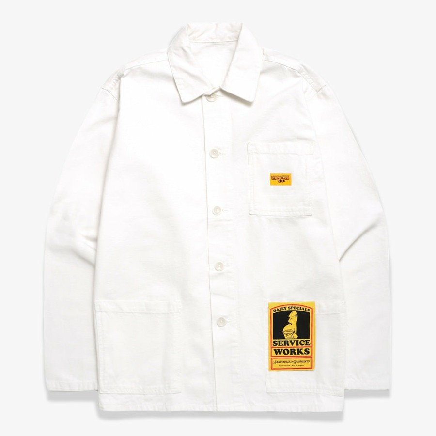 Mode Homme Service Works Vestes | Service Works - Veste Coverall Canvas - Blanc