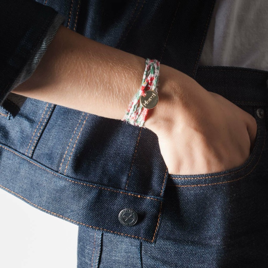 Mode Femme MERCI CAT BASTILLE Bracelets Merci | Merci - Medaille Liberty - Rouge Et Rose