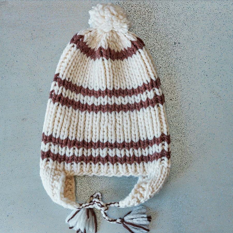 Mode Femme MERCI Bonnets | Merci - Bonnet En Laine D'Alpaga A Pompon Merci - Blanc Casse