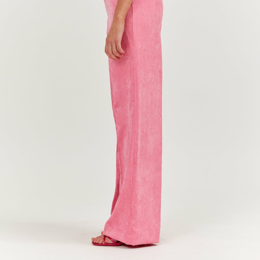 Mode Femme Sea Me Happy Pantalons | Sea Me Happy - Pantalon En Velours Cotele Fin Gypsy - Rose Bonbon