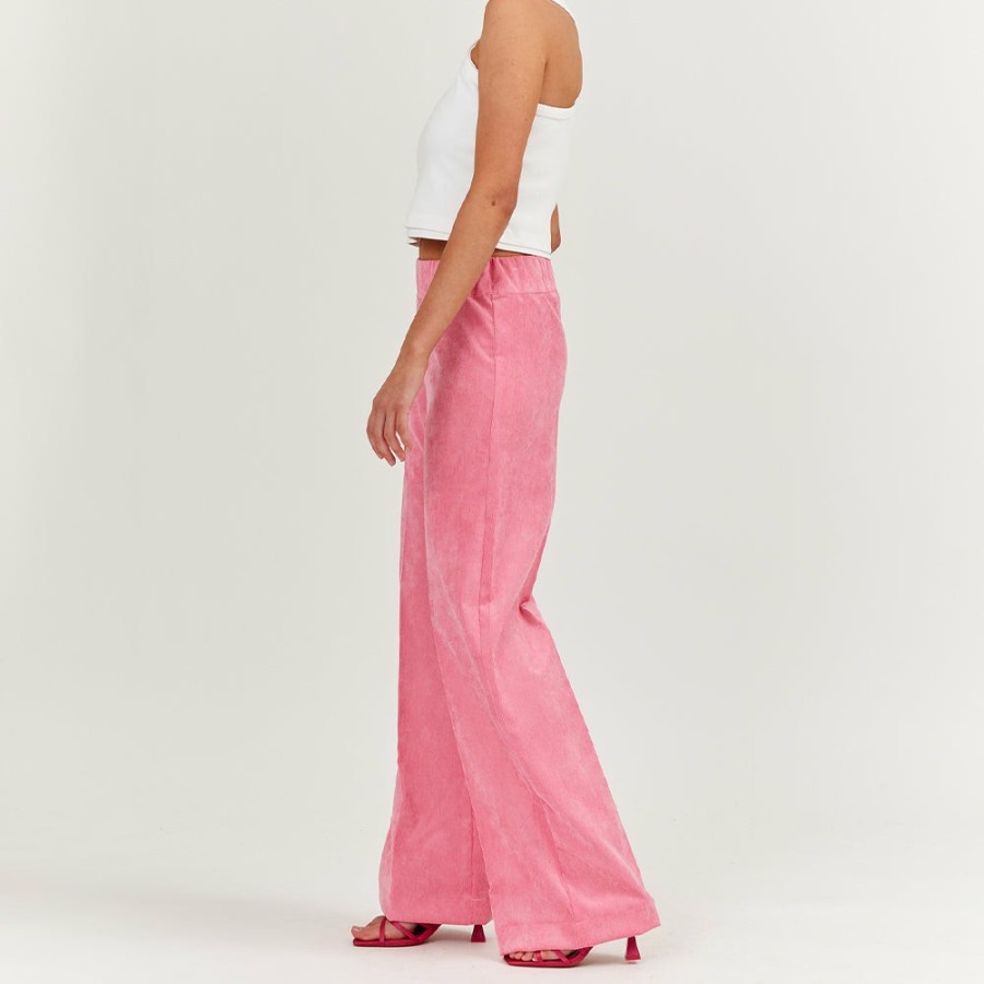 Mode Femme Sea Me Happy Pantalons | Sea Me Happy - Pantalon En Velours Cotele Fin Gypsy - Rose Bonbon