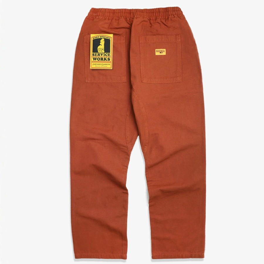 Mode Homme Service Works Pantalons | Service Works - Pantalon Chef Canvas - Rouge