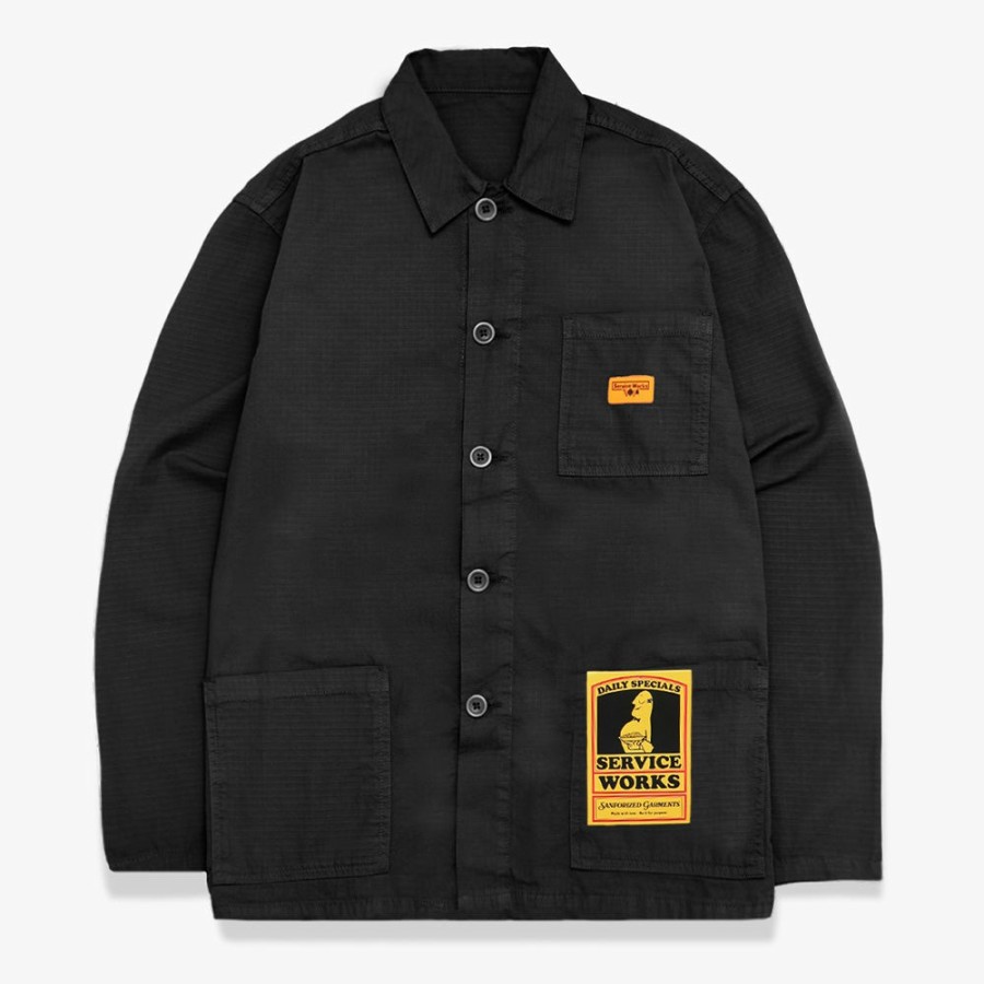 Mode Homme Service Works Vestes | Service Works - Veste Coverall Ripstop - Noir