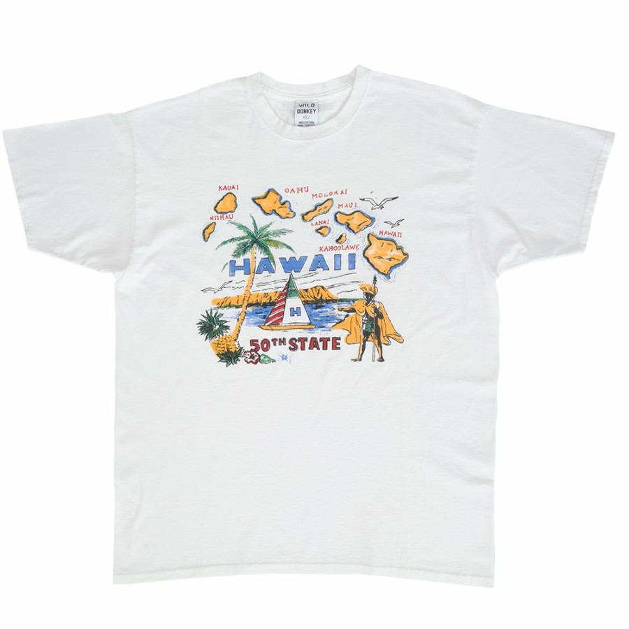 Mode Homme Wild DonWholesale T-Shirts | Wild Donkey - T Shirt Hawai - Blanc