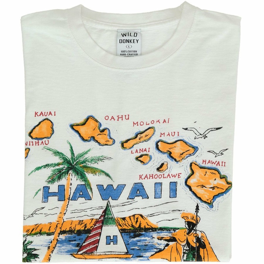 Mode Homme Wild DonWholesale T-Shirts | Wild Donkey - T Shirt Hawai - Blanc