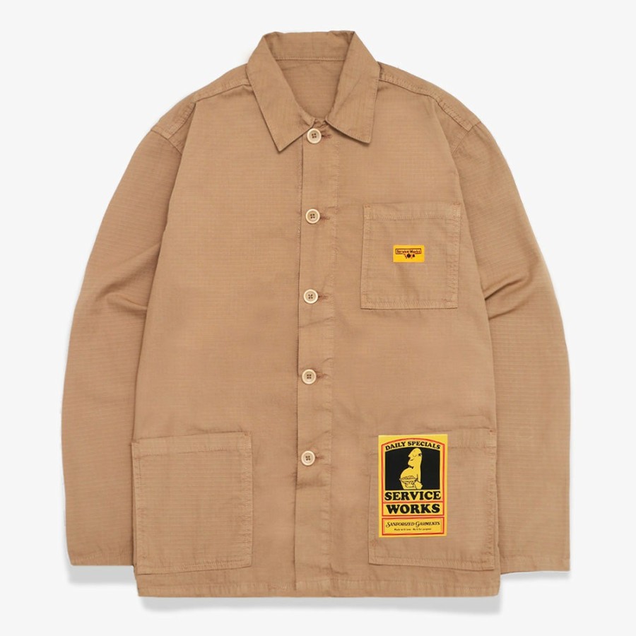 Mode Homme Service Works Vestes | Service Works - Veste Coverall Ripstop - Beige