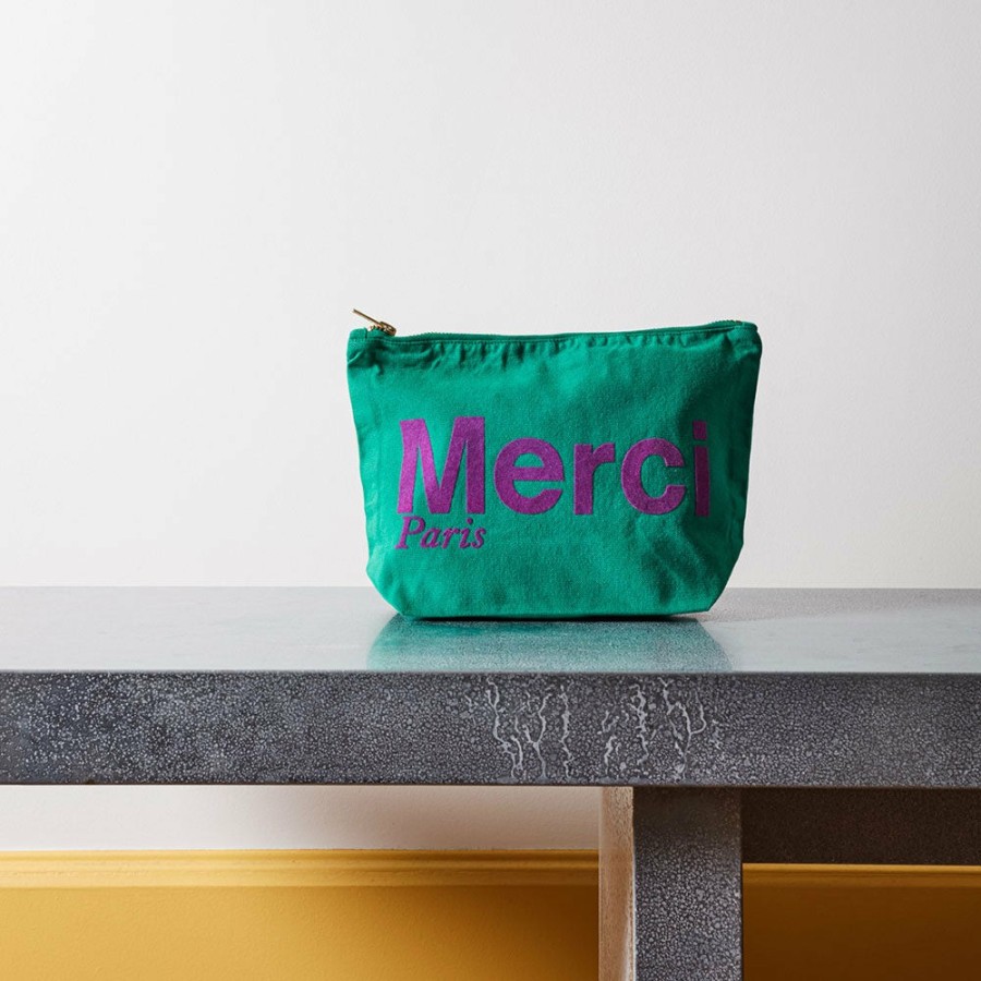 Mode Femme MERCI Pochettes | Merci - Pochette En Coton - Vert & Violet