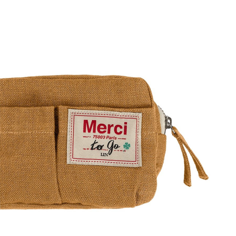 Deco & Lifestyle 200 LINTEX Trousses | Merci - Trousse En Lin Lave - Jaune Asahi