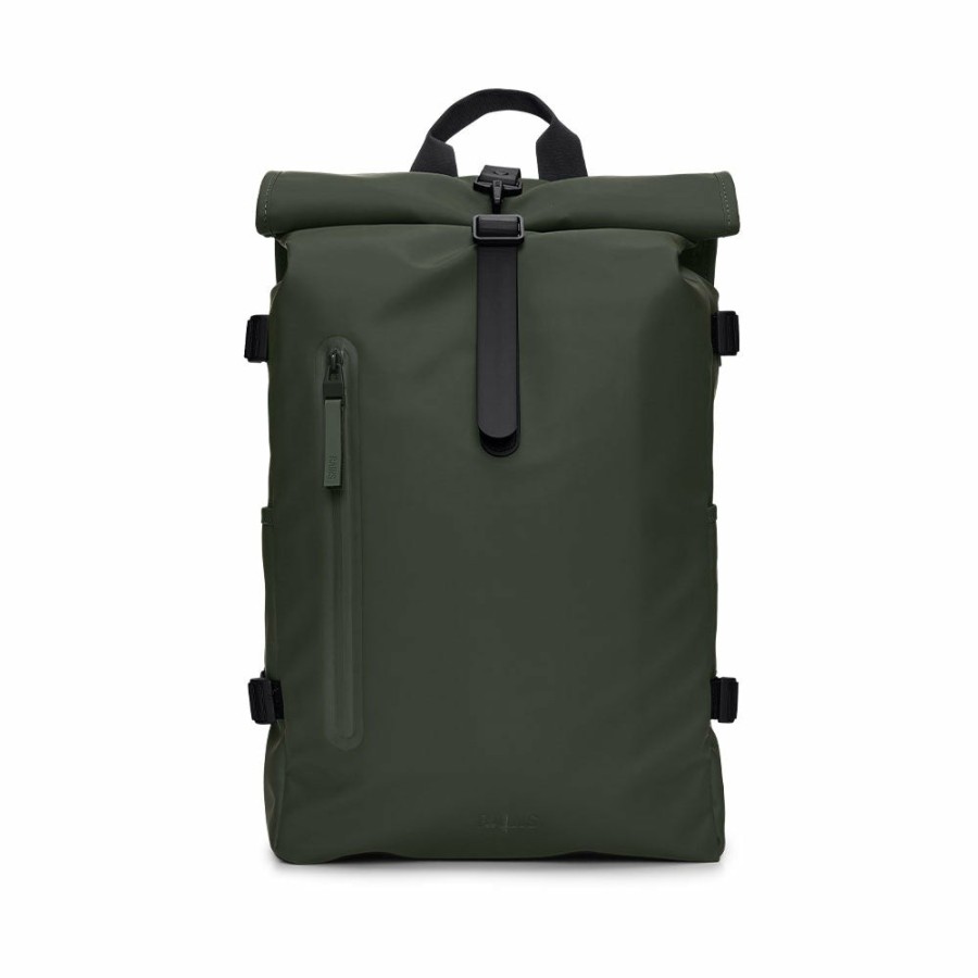 Mode Homme Rains Sacs | Rains - Sac Rolltop Rucksack Large - Vert