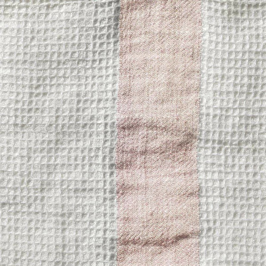 Linge De Maison 200 LINTEX Serviettes De Bain En Lin | Serviette De Bain En Lin - Nid D'Abeille - Bande Beige Rose