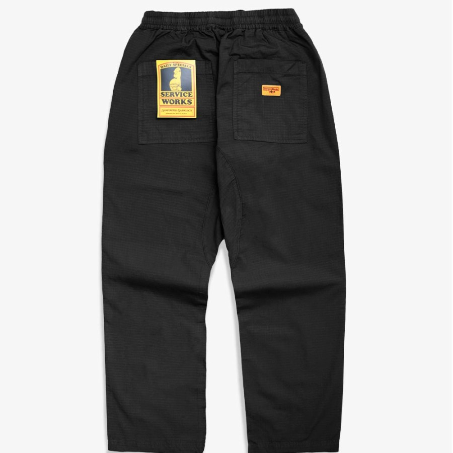 Mode Homme Service Works Pantalons | Service Works - Pantalon Chef Ripstop - Noir