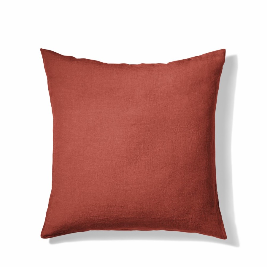 Linge De Maison 200 LINTEX Taies D'Oreiller | Taie D'Oreiller En Lin Lave - Rouge Bourbon