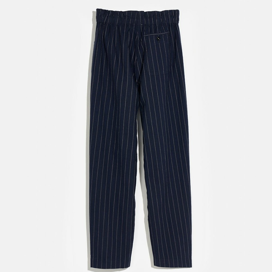 Mode Femme Bellerose Pantalons | Bellerose - Pantalon Lilo - Bleu Rayes