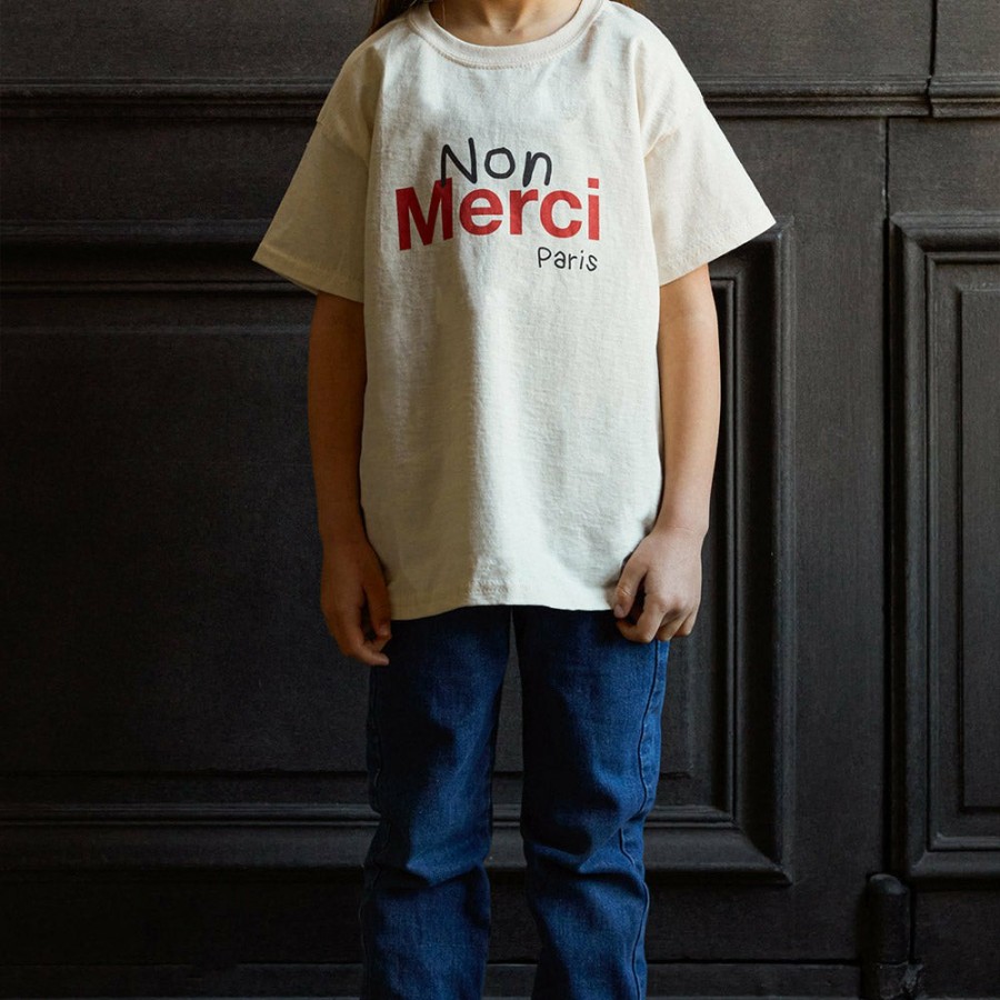 Enfant Merci T-Shirts | Merci - T-Shirt Enfant Non Merci "Rive Droite" - Ecru