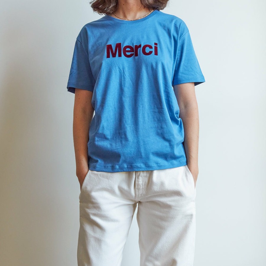 Mode Femme MERCI T-Shirts | Merci - T-Shirt Logo Merci - Bleu