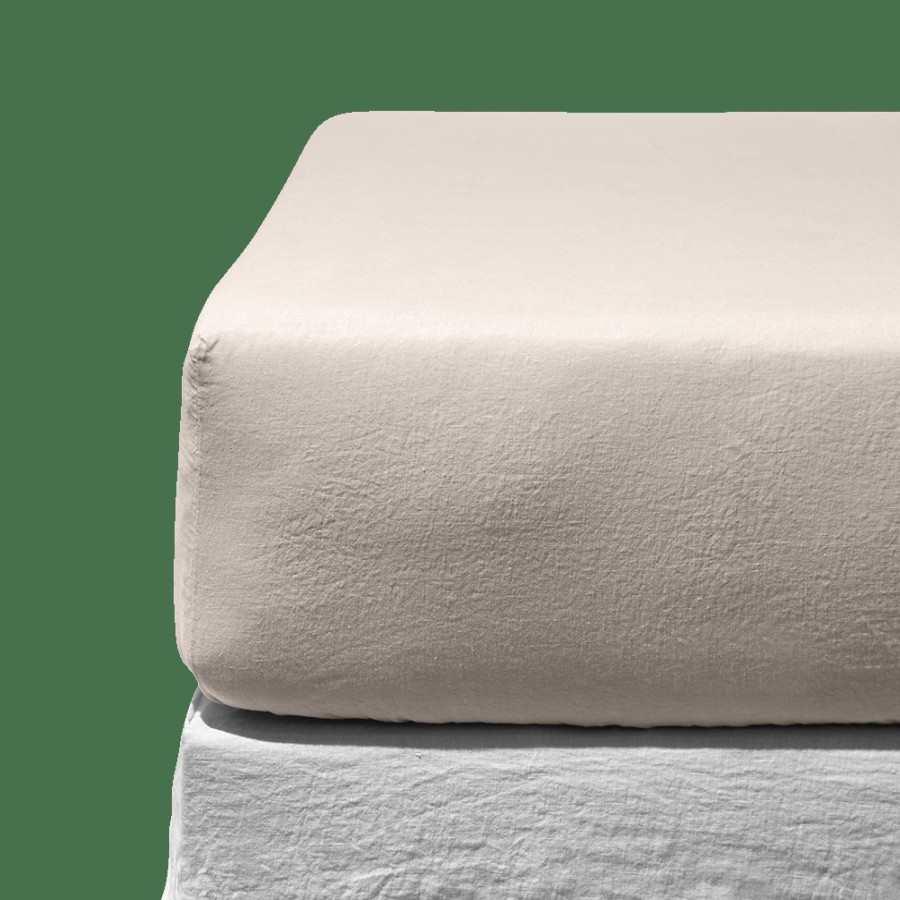 Linge De Maison 200 LINTEX Queen & King Size | Drap-Housse En Lin Lave - Pierre