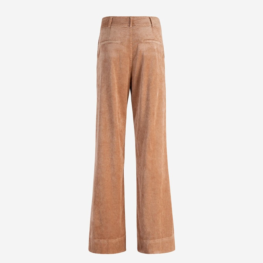 Mode Femme Pomandere Pantalons | Pomandere - Pantalon En Velours Cotele - Orange