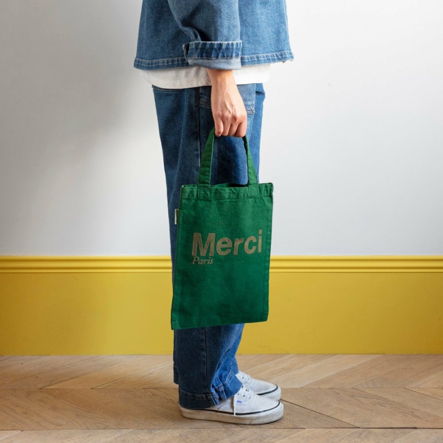 Mode Femme V01 Tote Bags Merci | Merci - Tote Bag En Coton - Vert