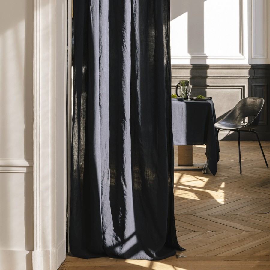 Linge De Maison 200 LINTEX Rideaux En Lin | Rideau En Lin Lave - Bleu Encre