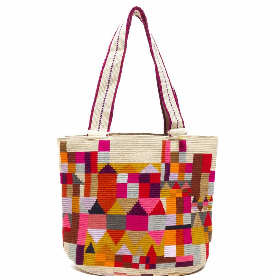 Mode Femme Guanabana Sacs A Main | Guanabana - Sac Shopping Apolo - Beige Et Rose