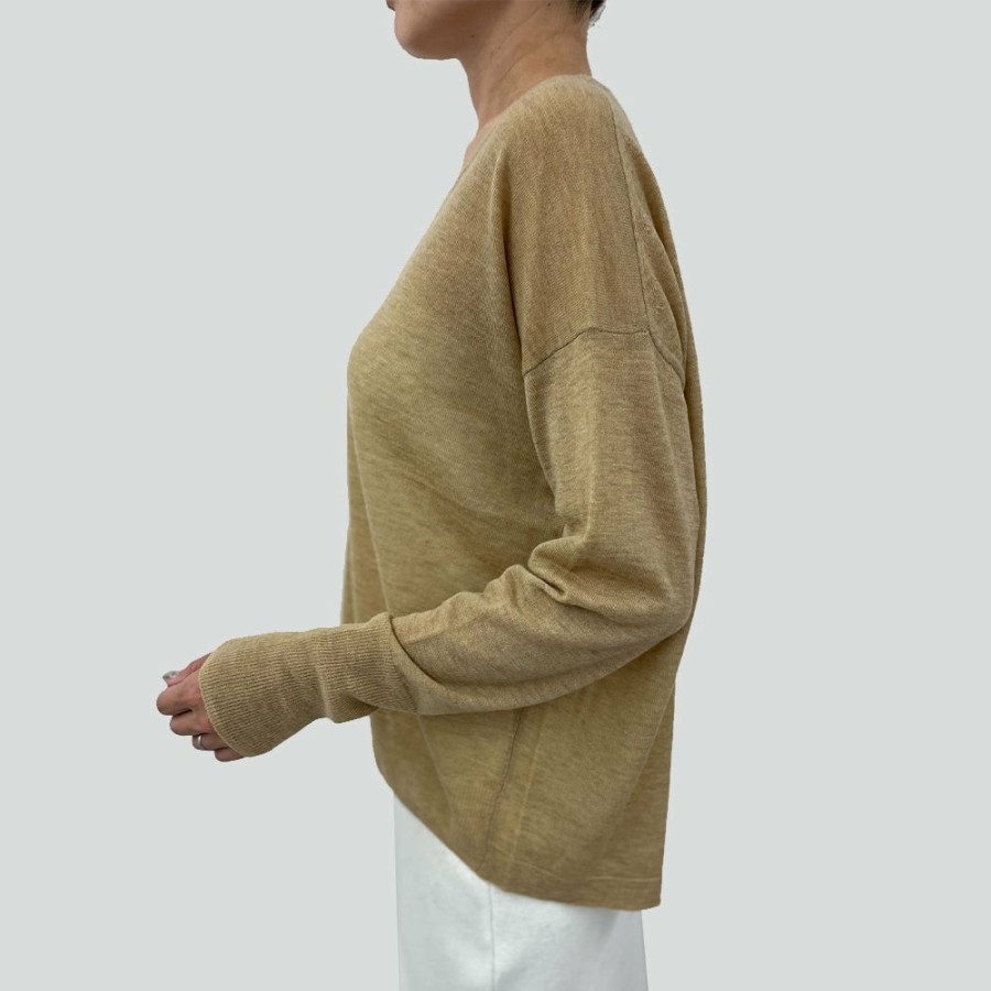 Mode Femme CT Plage Mailles | Ct Plage - Pull Col V - Camel