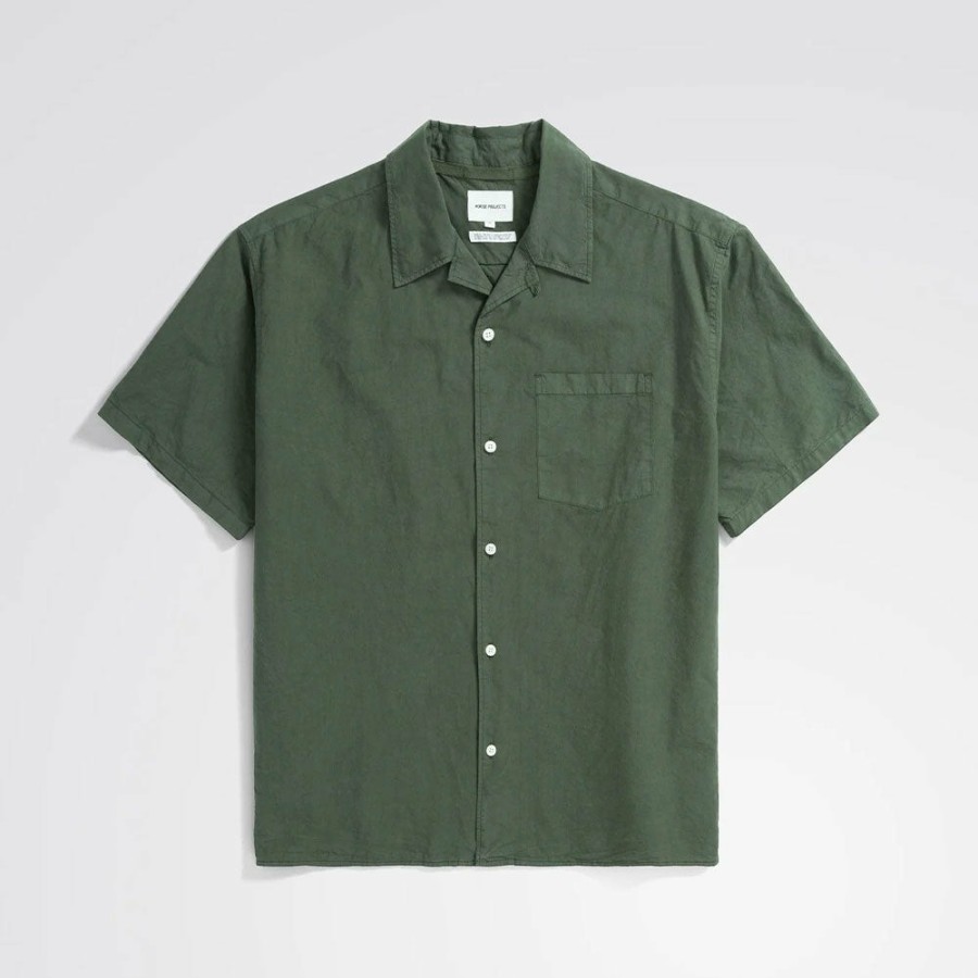 Mode Homme Norse Projects Chemises | Norse Projects - Chemise Carsten - Vert Fonce