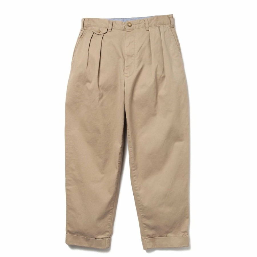 Mode Homme Beams Pantalons | Beams Plus - Pantalon 2 Pleats Twill - Beige