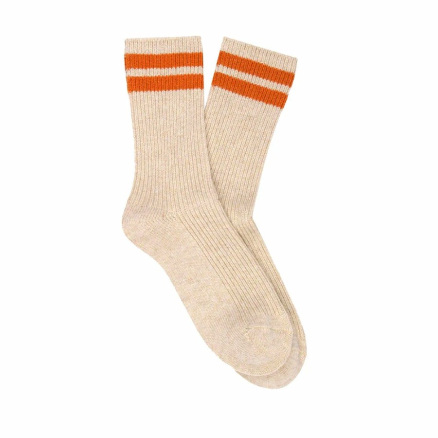 Mode Femme Escuyer Chaussettes | Escuyer - Chaussettes Rayees - Perle