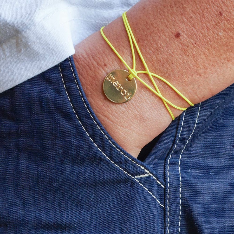 Mode Femme MERCI Bracelets Merci | Medaille Merci - Fil Jaune