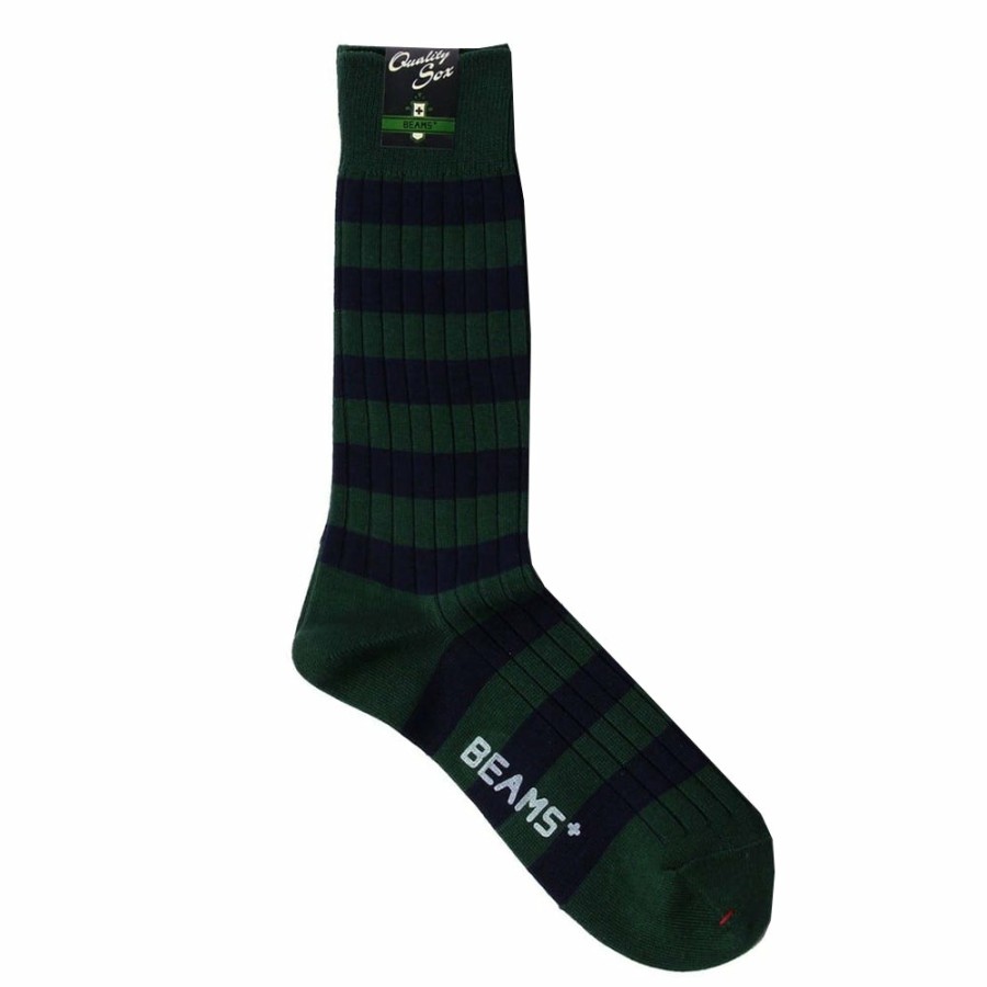 Mode Femme Beams Chaussettes | Beams Plus - Chaussettes Rayees - Vert