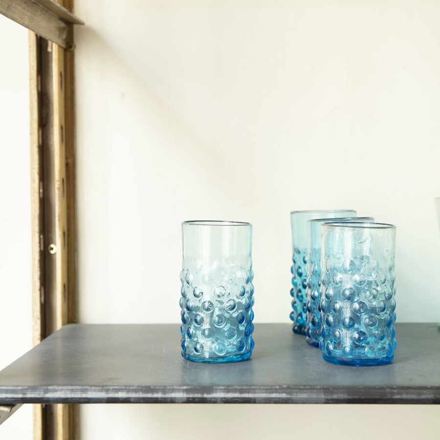 Art De La Table 1108 SALAHEDDIN Verres A Eau | Verre Bulles En Verre Souffle - Turquoise