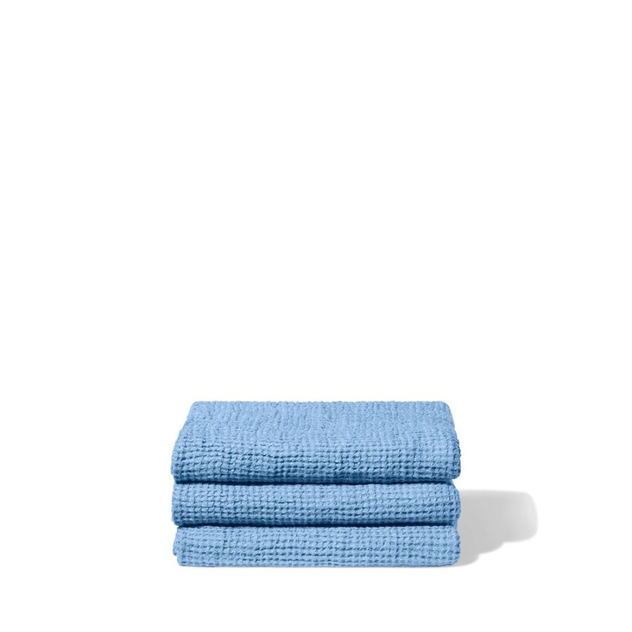 Linge De Maison 200 LINTEX Serviettes De Bain En Lin | Serviette De Bain En Lin - Waffle - Bleu Tyrrhenien