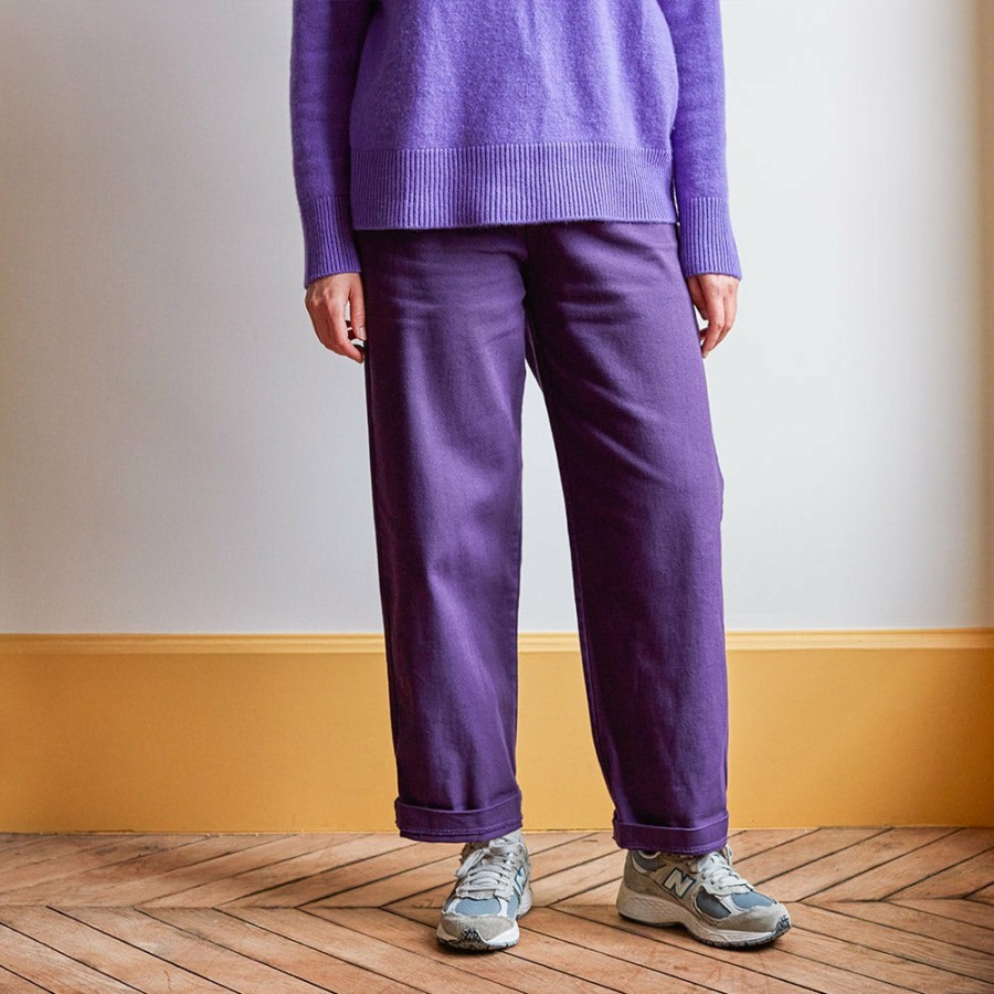 Mode Femme MERCI Pantalons | Merci - Pantalon En Coton - Amethyste