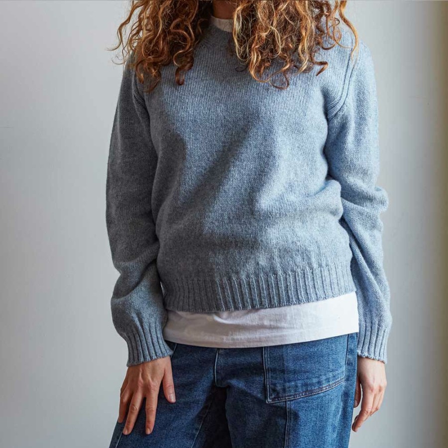 Mode Femme MERCI Mailles | Merci - Pull En Laine Shetland Femme - Bleu Ciel