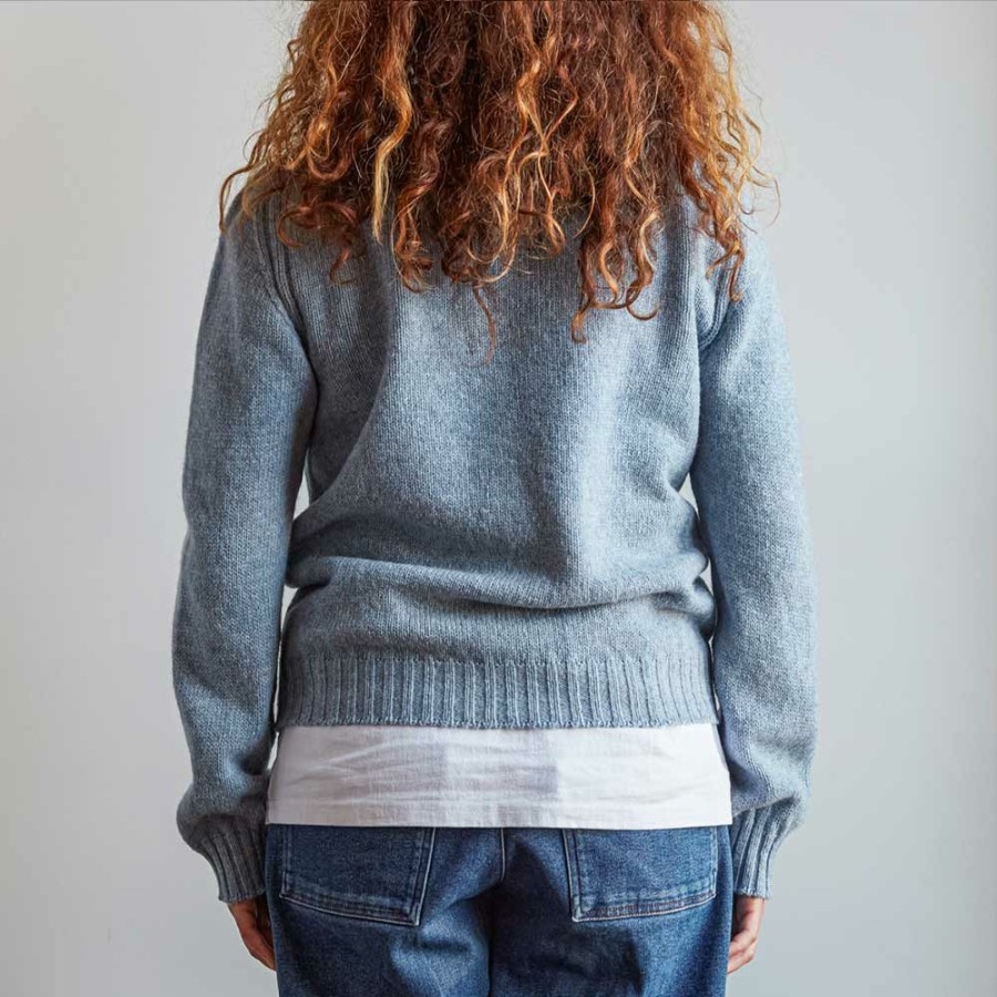 Mode Femme MERCI Mailles | Merci - Pull En Laine Shetland Femme - Bleu Ciel