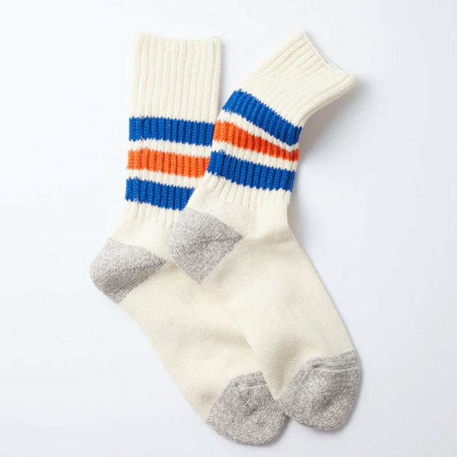 Mode Femme Rototo Chaussettes | Rototo - Chaussettes Cotelees - Bleu & Orange