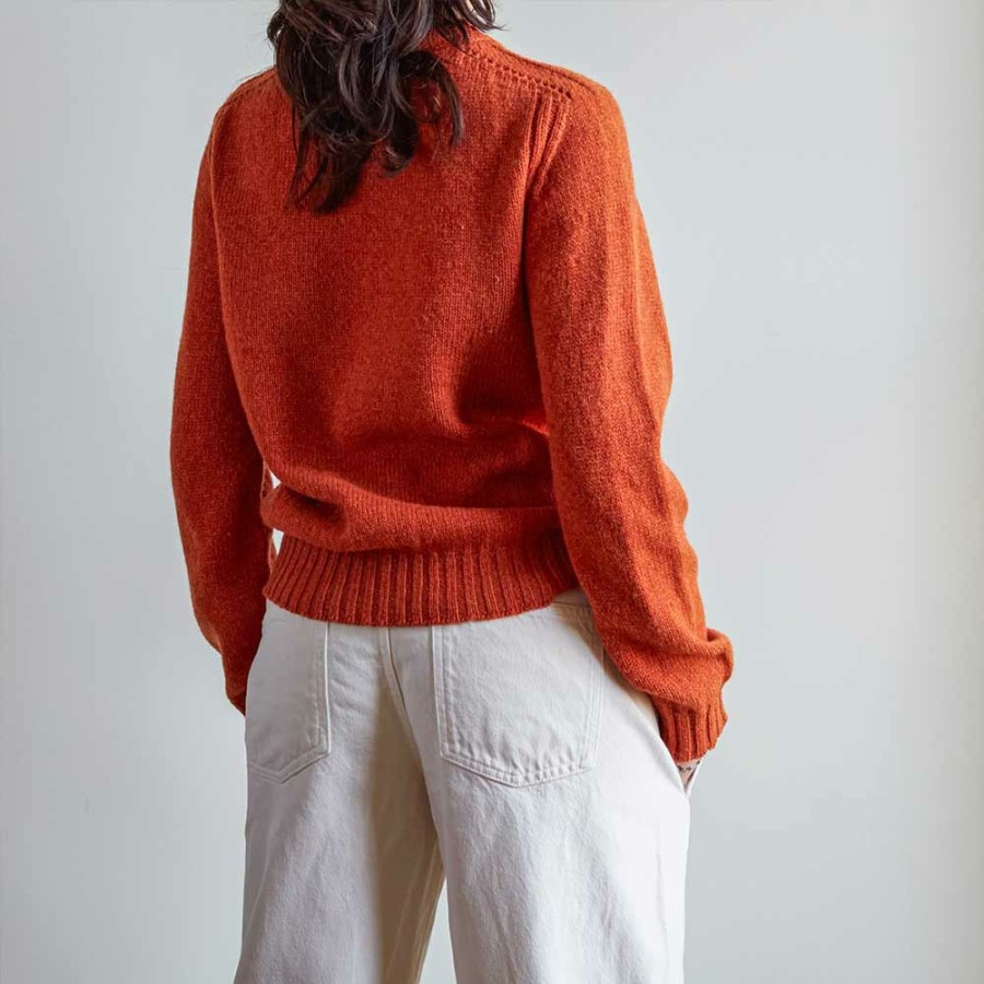 Mode Femme MERCI Mailles | Merci - Pull En Laine Shetland Femme - Orange