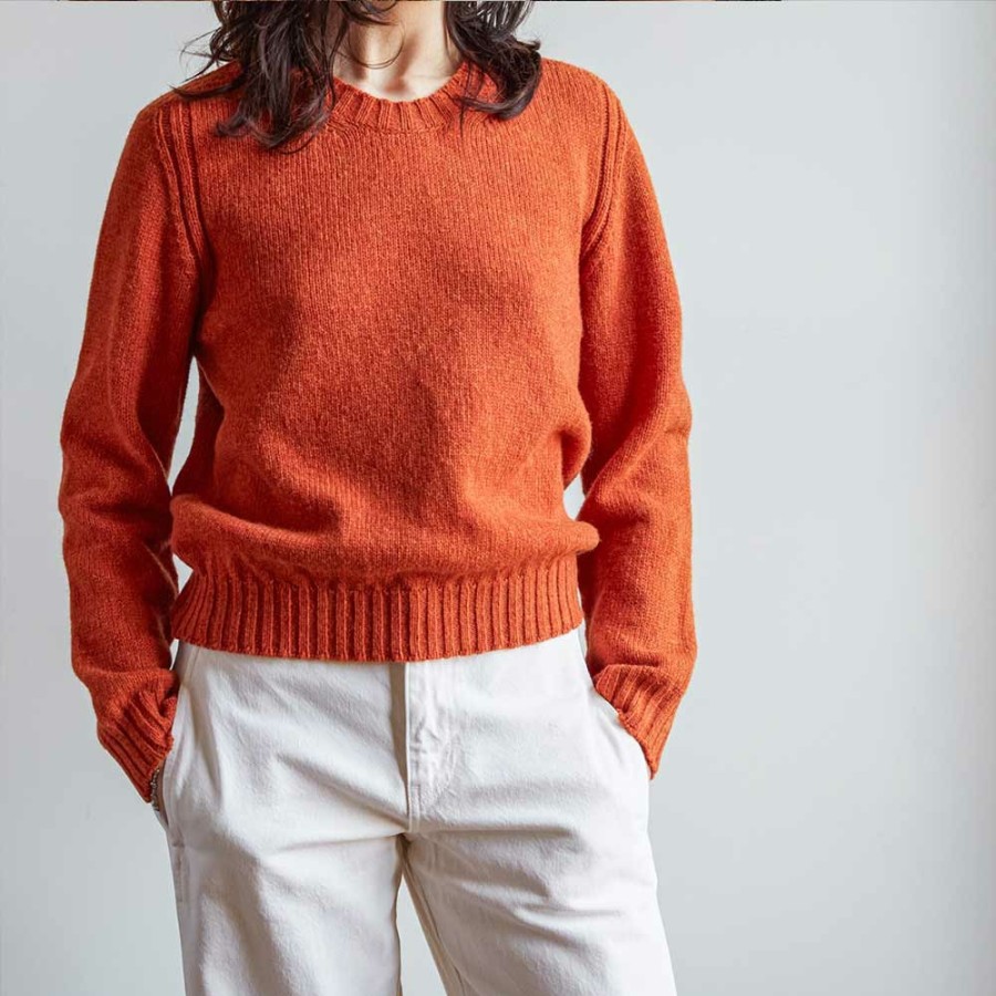 Mode Femme MERCI Mailles | Merci - Pull En Laine Shetland Femme - Orange