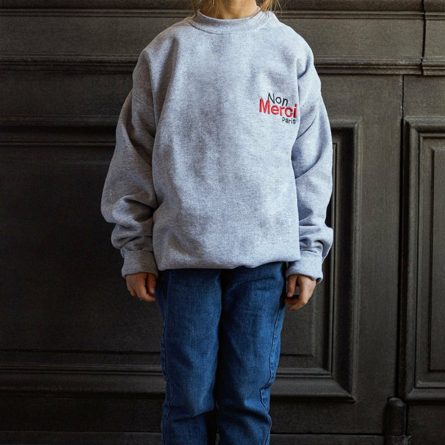 Enfant Merci Sweats | Merci - Sweat Enfant Non Merci "Rive Droite" - Gris