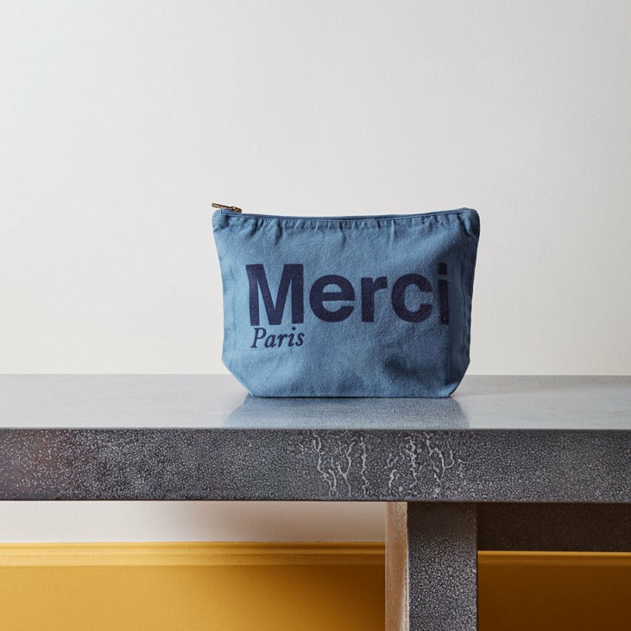 Mode Femme MERCI Pochettes | Merci - Pochette En Coton - Bleu Marine