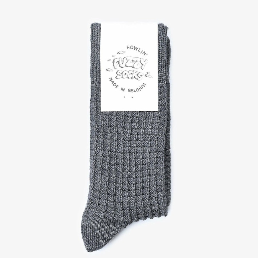 Mode Femme Howlin Chaussettes | Howlin' - Chaussettes Fuzzy Waffle - Gris