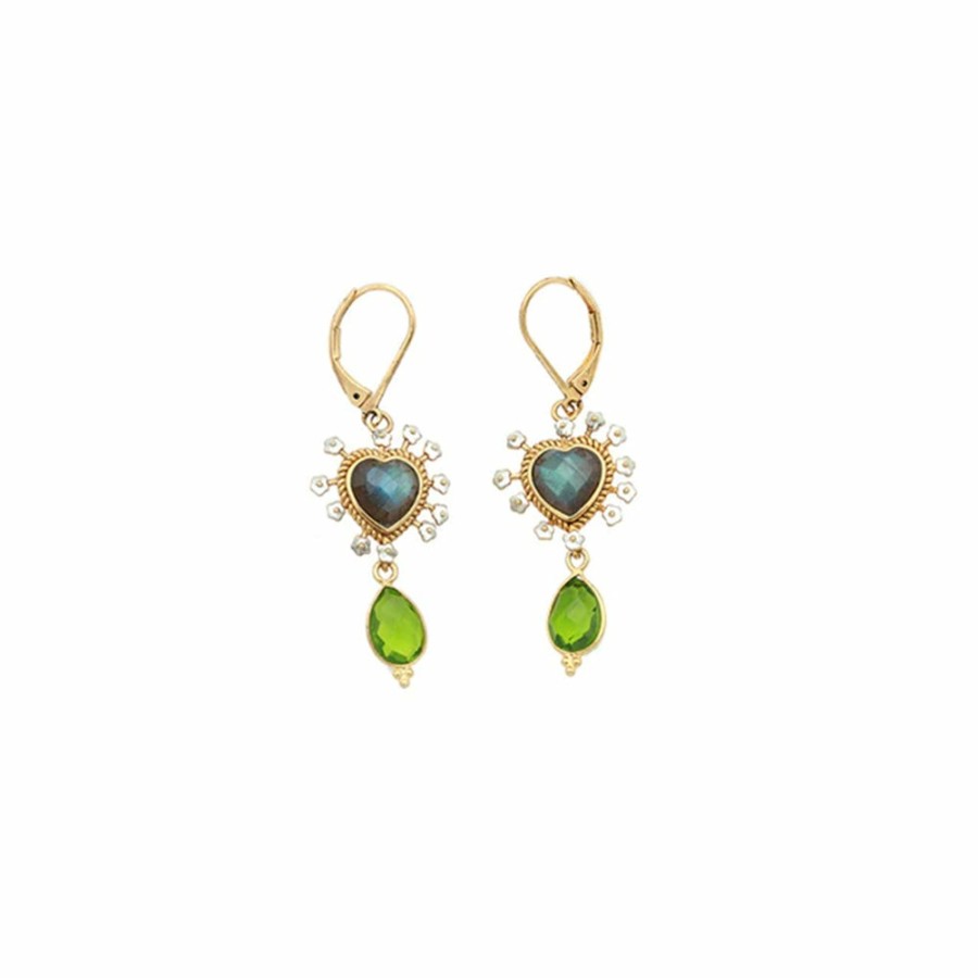 Mode Femme LA2L La2L | La2L - Boucles D'Oreilles Sacha - Ex Voto Vert